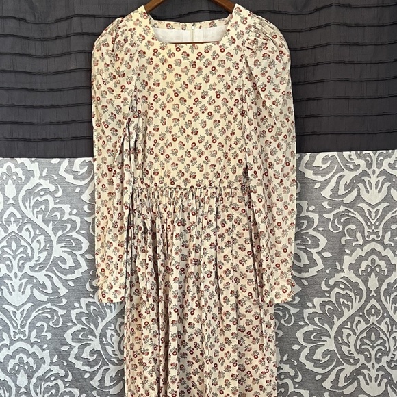 Vintage Liberty Of London Pattern Red Ecru Floral  Dress Drop Waist Size 6/8 - Picture 1 of 9